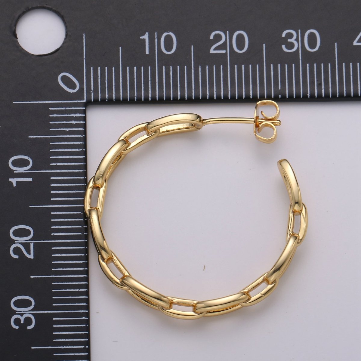 Dainty Gold Chain Earring- Curb Chain Earring - Thin Earring - Gold Filled Hoop Ring - Minimalist Jewelry - Cuban Link Earring K-874 K-875