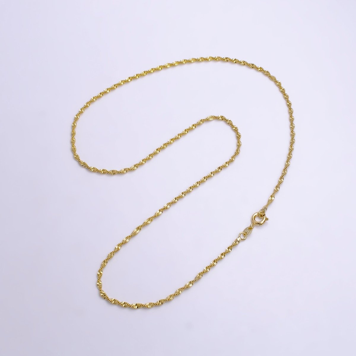 Dainty Gold Chain Necklace, Twist Singapore Chain 17.5" Necklace Ready To Wear for Jewelry Making | WA-1118 Clearance Pricing