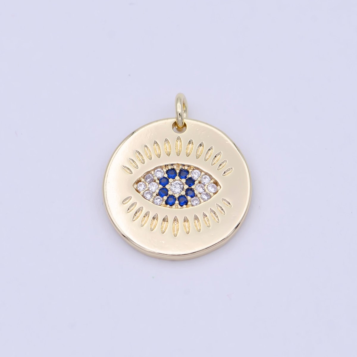 Dainty Gold Coin Evil Eye Charm for Necklace Bracelet Component W-160 - DLUXCA