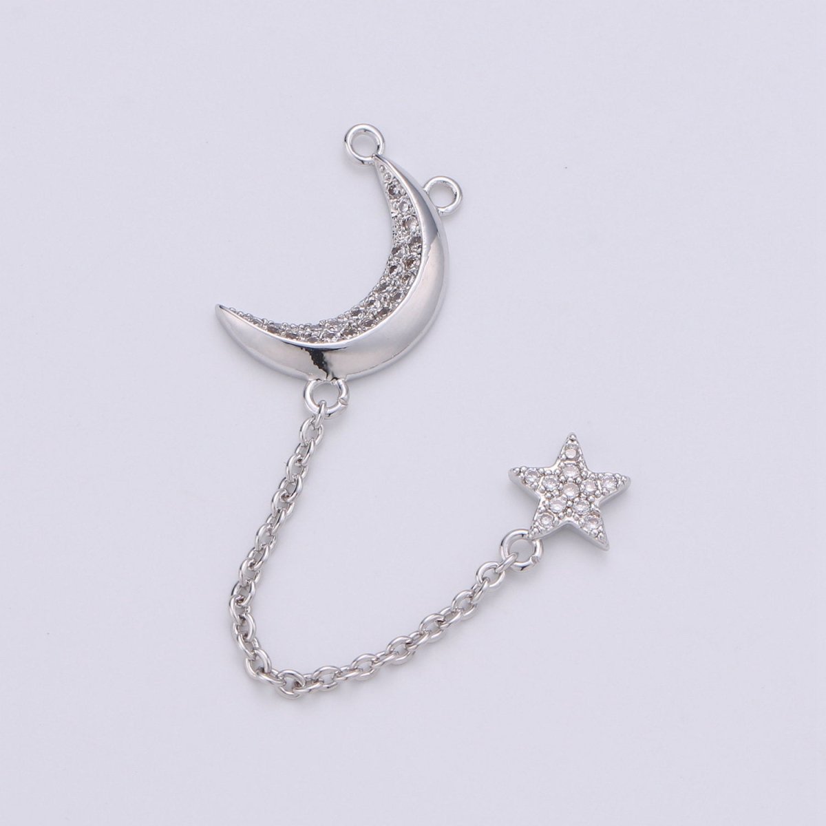 Dainty Gold Crescent Moon Charm Gold star Pendant for Lariat necklace Jewelry Making Supply Micro Pave Celestial Jewelry K-407 K-408