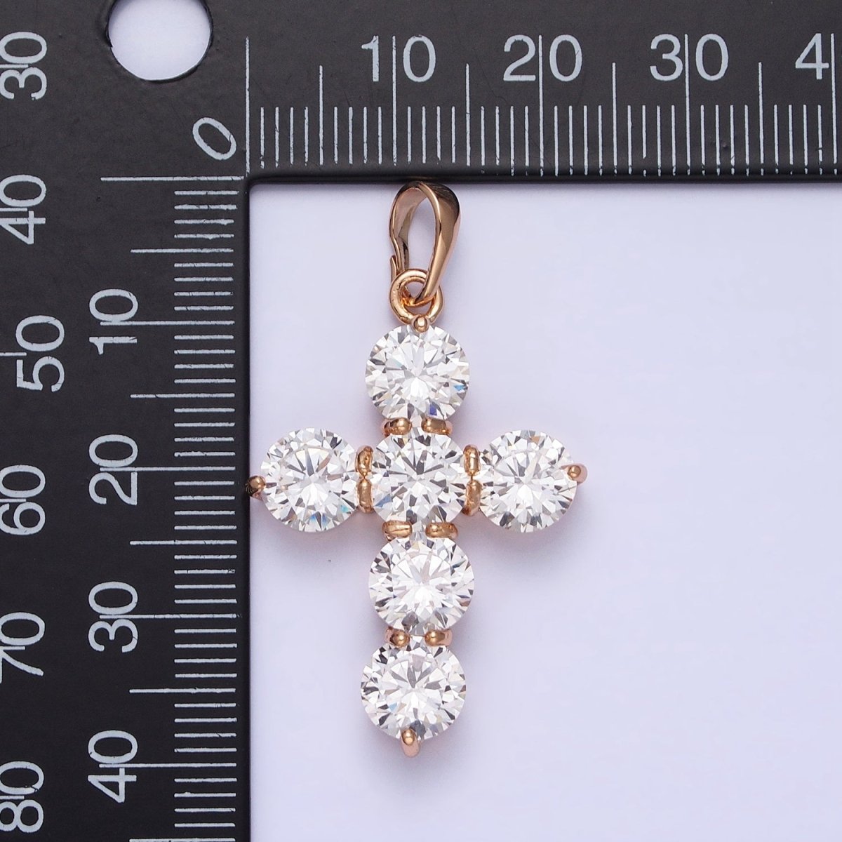 Dainty Gold Cross Cubic Pendant Necklace, 18K Gold Filled CZ Diamond Cross Charm Religious Jewelry Making AA251 - DLUXCA