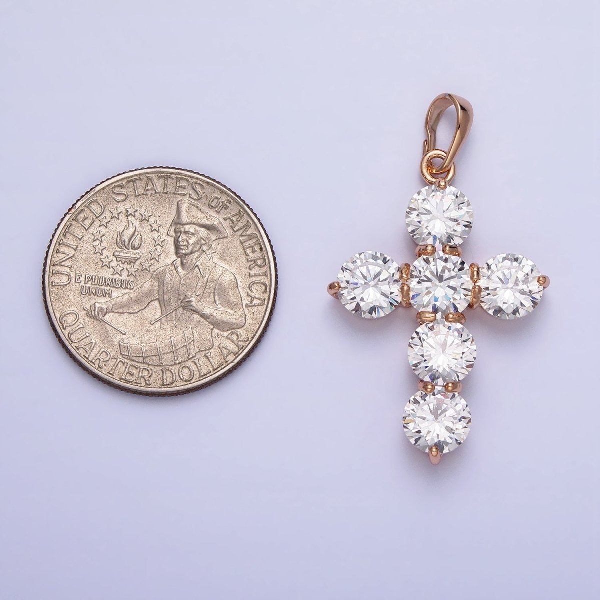 Dainty Gold Cross Cubic Pendant Necklace, 18K Gold Filled CZ Diamond Cross Charm Religious Jewelry Making AA251 - DLUXCA