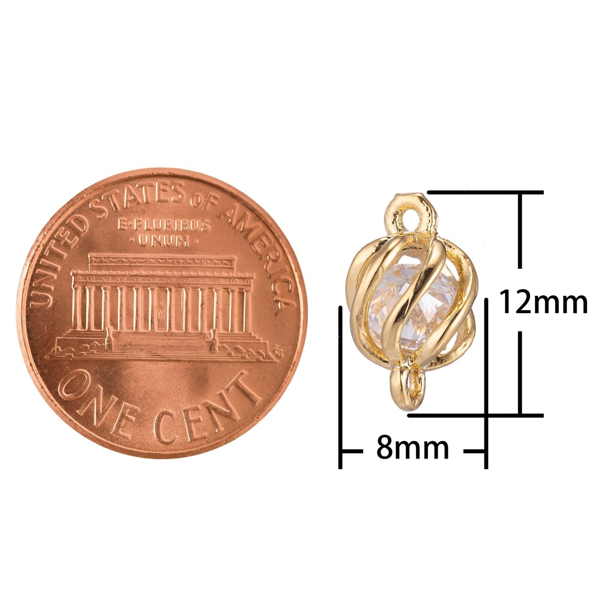 Dainty Gold Crystal Ornament Style Bracelet Connector, Elegant Modern Micro Pave CZ Charm, Stripes Necklace Pendant for Jewelry Making F-736 - DLUXCA