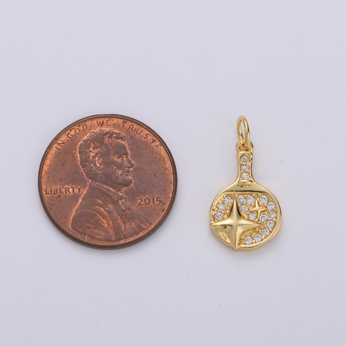 Dainty Gold Cubic North Star charm, CZ, Brass, Nickel free, Star pendant, Necklace supplies, Jewelry makings for Bracelet Earring Component D-281 D-282