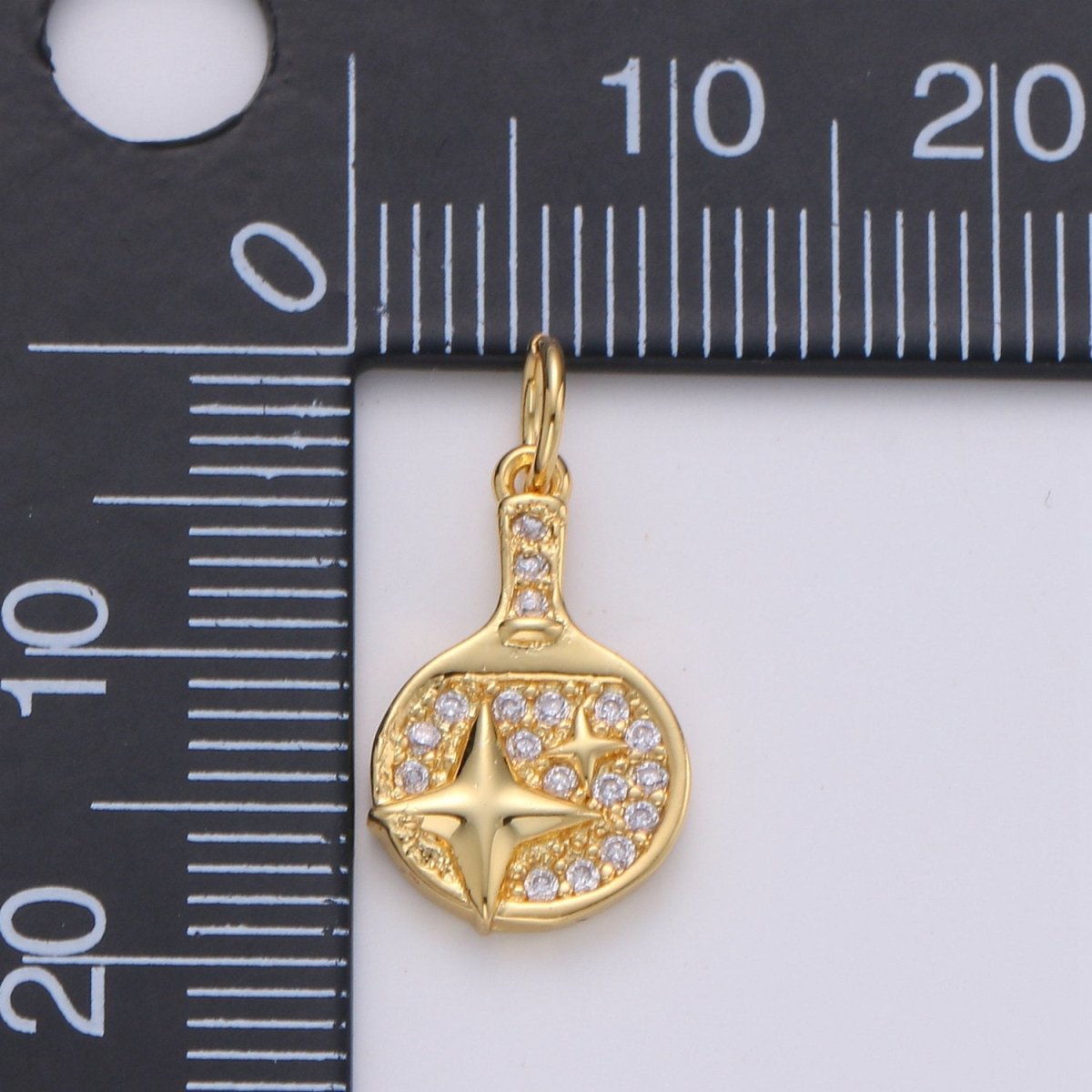 Dainty Gold Cubic North Star charm, CZ, Brass, Nickel free, Star pendant, Necklace supplies, Jewelry makings for Bracelet Earring Component D-281 D-282