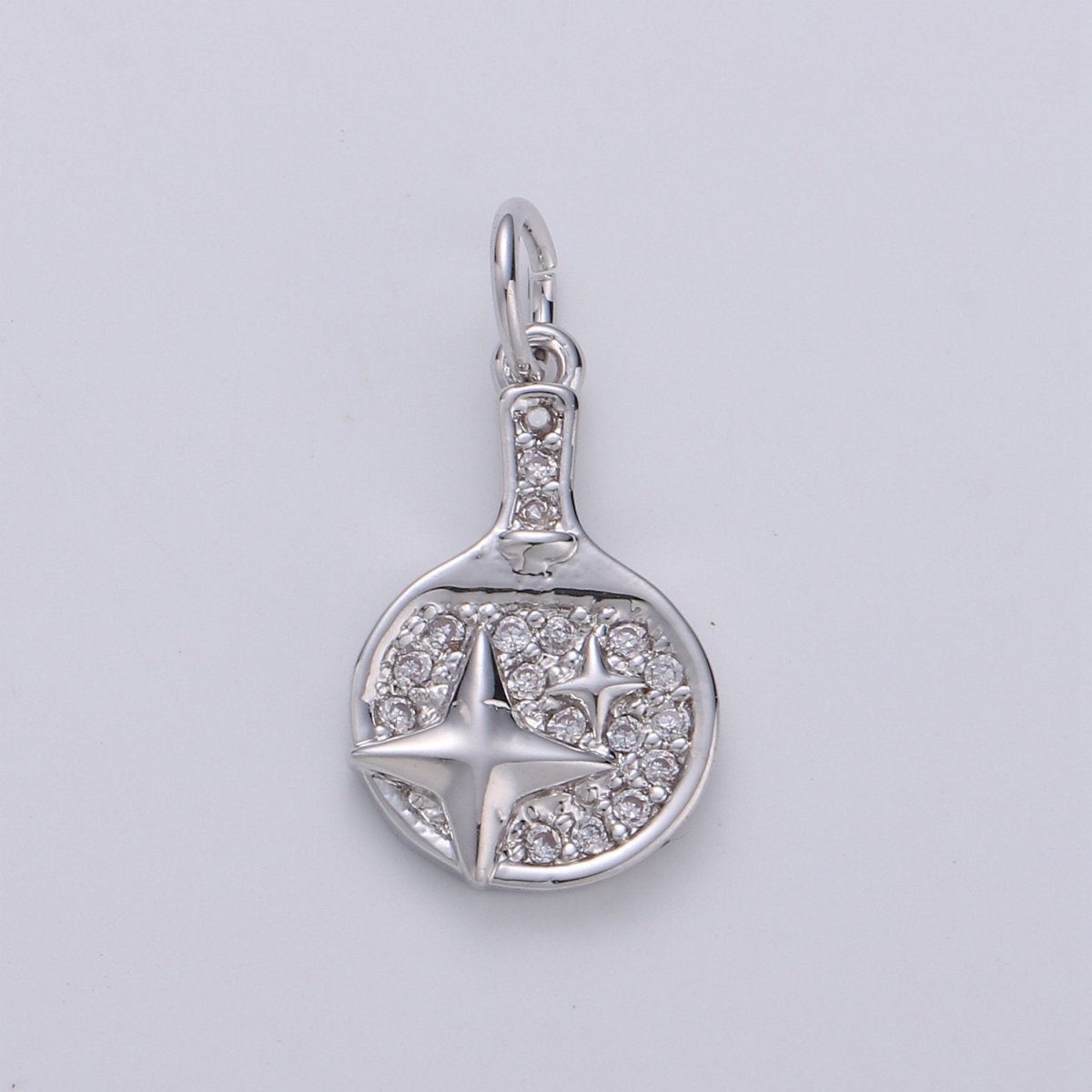 Dainty Gold Cubic North Star charm, CZ, Brass, Nickel free, Star pendant, Necklace supplies, Jewelry makings for Bracelet Earring Component D-281 D-282