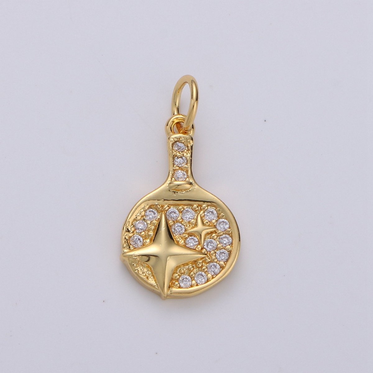 Dainty Gold Cubic North Star charm, CZ, Brass, Nickel free, Star pendant, Necklace supplies, Jewelry makings for Bracelet Earring Component D-281 D-282