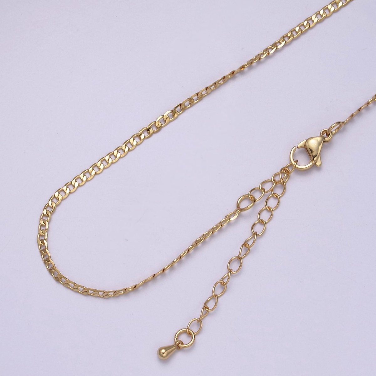 Dainty Gold Curb Chain Necklace 18 inch + 2 inch extender Layering Jewelry | WA-871 Clearance Pricing