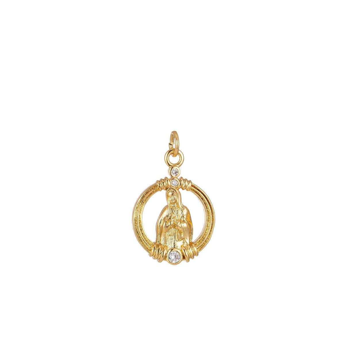Dainty Gold Elegant Simple Religious Mother Mary Charm Pendant for Religious Jewelry Making E-900