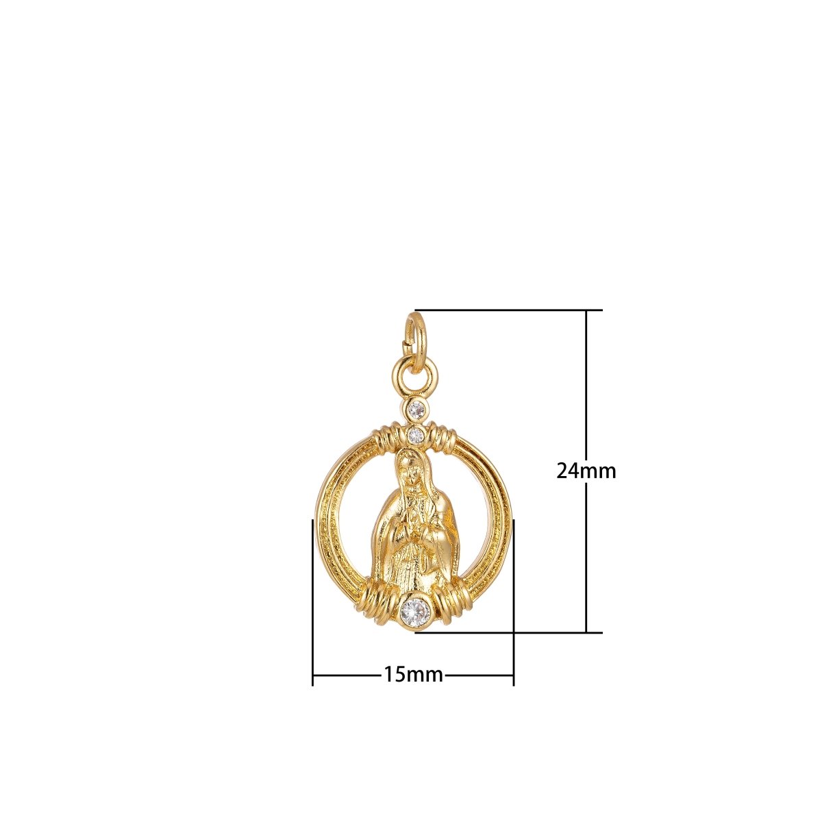 Dainty Gold Elegant Simple Religious Mother Mary Charm Pendant for Religious Jewelry Making E-900