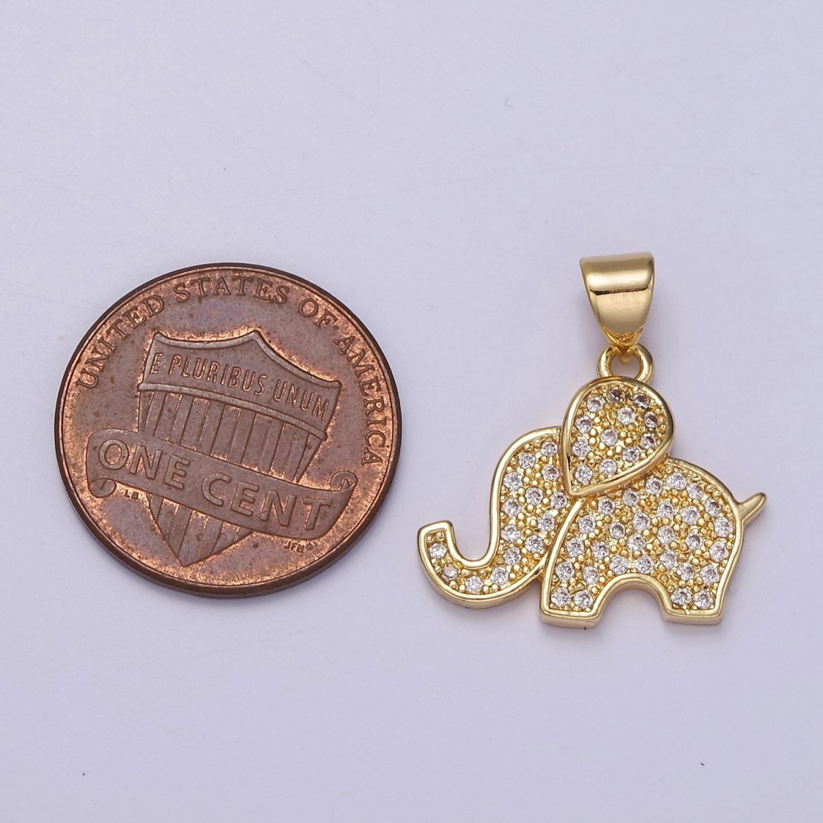 Dainty Gold Elephant Pendant Cubic Wild Animal Safari Inspired Jewelry Charm J-396 - DLUXCA
