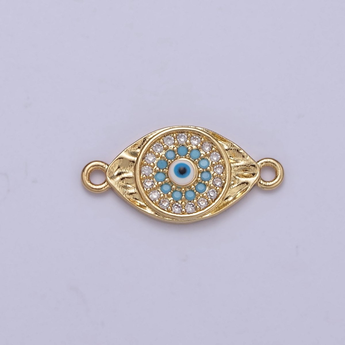 Dainty Gold Evil Eye Charm Connector F-414 - DLUXCA