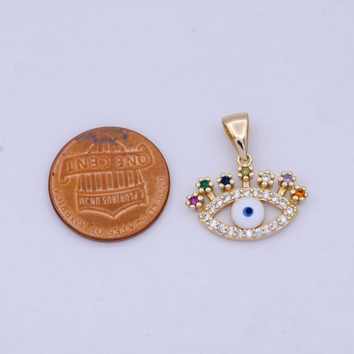 Dainty Gold Evil Eye Pendant Cubic Eye Charm X-463 - DLUXCA