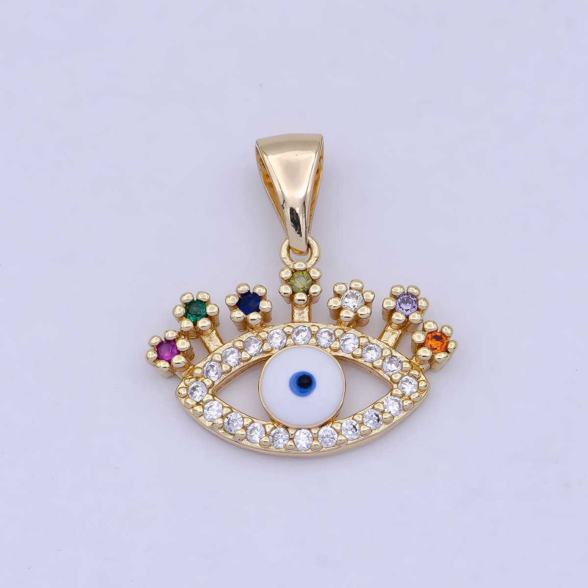 Dainty Gold Evil Eye Pendant Cubic Eye Charm X-463 - DLUXCA