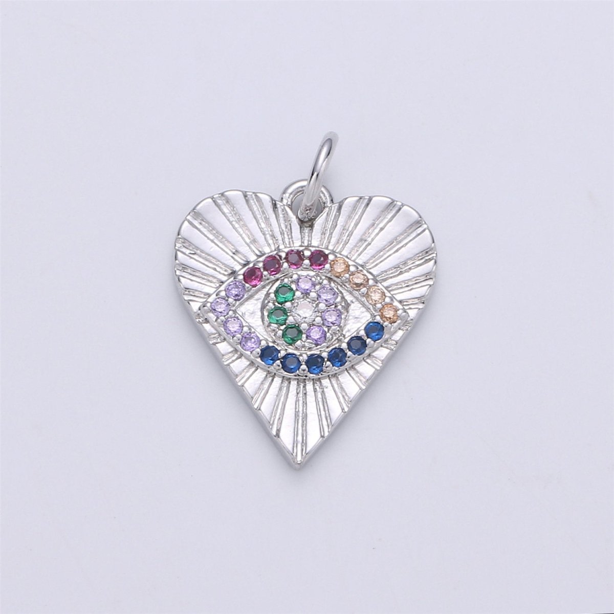 Dainty Gold Eye Charm 14k Gold Filled Silver Evil Eye Charm, Cubic Zirconia Love Charm, Medallion Heart Jewelry, Micro Pave Protection Charm C-899 C-900