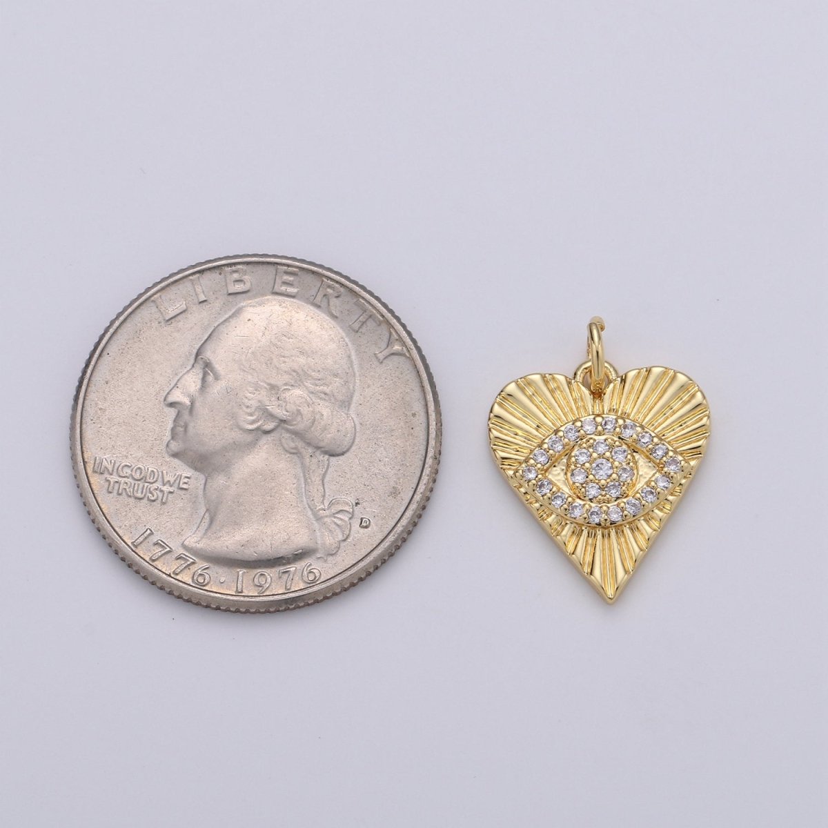 Dainty Gold Eye Charm 14k Gold Filled Silver Evil Eye Charm, Cubic Zirconia Love Charm, Medallion Heart Jewelry, Micro Pave Sun Burst Charm D-674 D-675