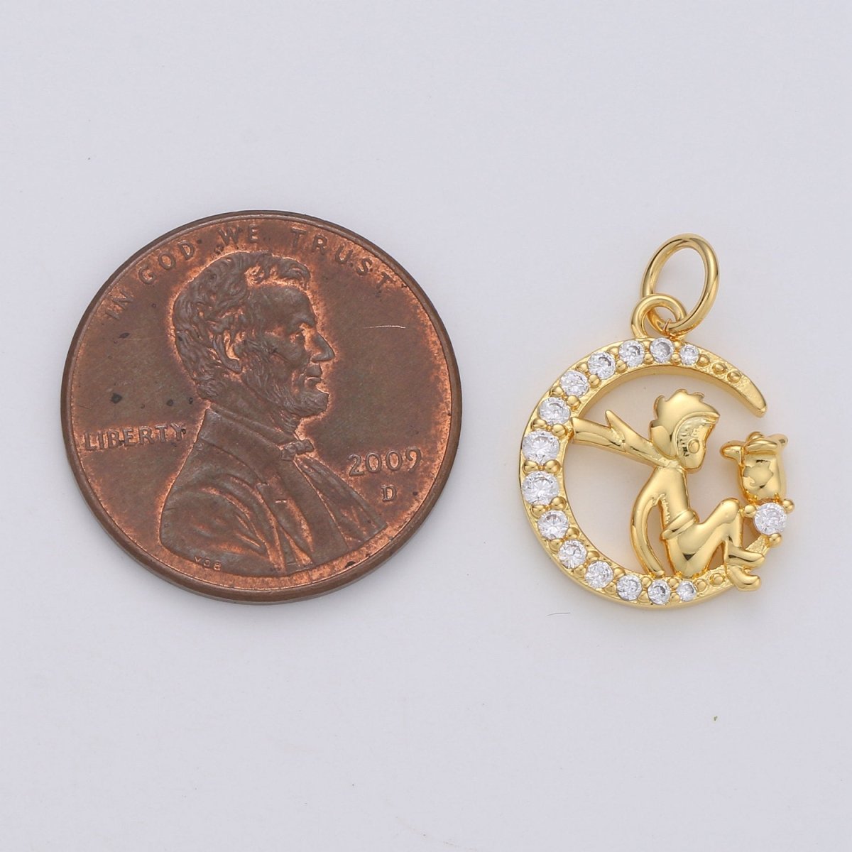 Dainty Gold Fairy Moon Charms Micro Pave Charm Fantasy Jewelry for Bracelet Necklace Charm D-123