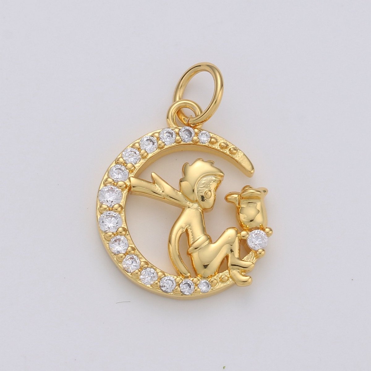 Dainty Gold Fairy Moon Charms Micro Pave Charm Fantasy Jewelry for Bracelet Necklace Charm D-123