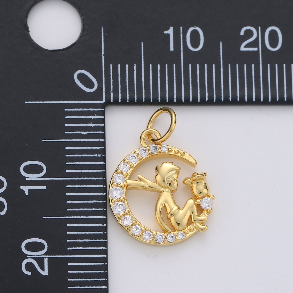 Dainty Gold Fairy Moon Charms Micro Pave Charm Fantasy Jewelry for Bracelet Necklace Charm D-123