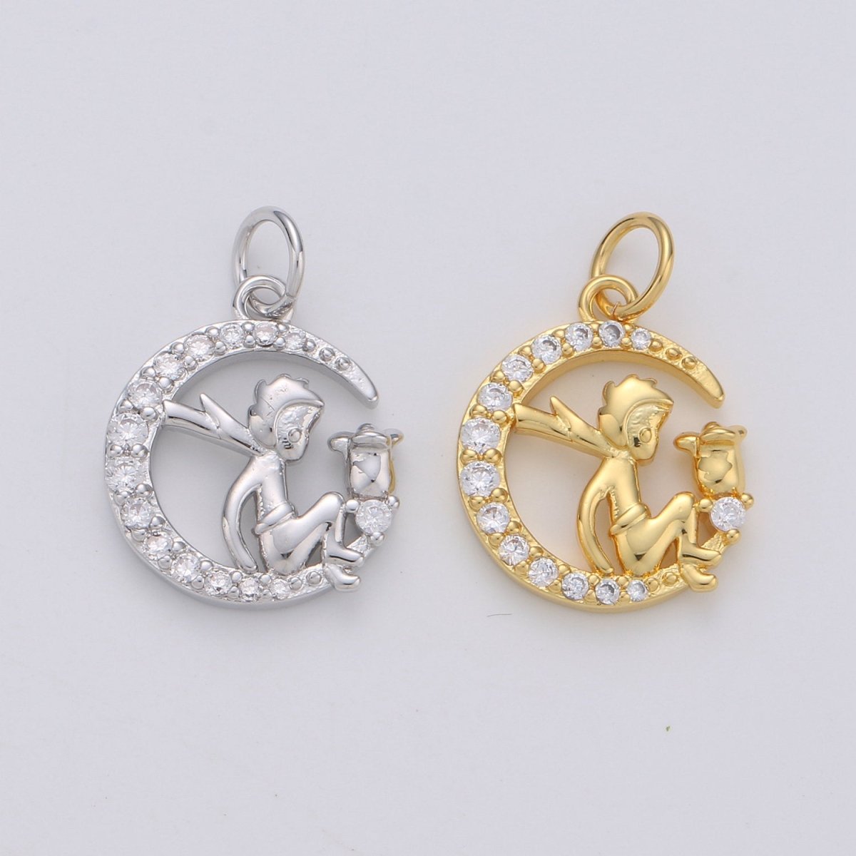 Dainty Gold Fairy Moon Charms Micro Pave Charm Fantasy Jewelry for Bracelet Necklace Charm D-123