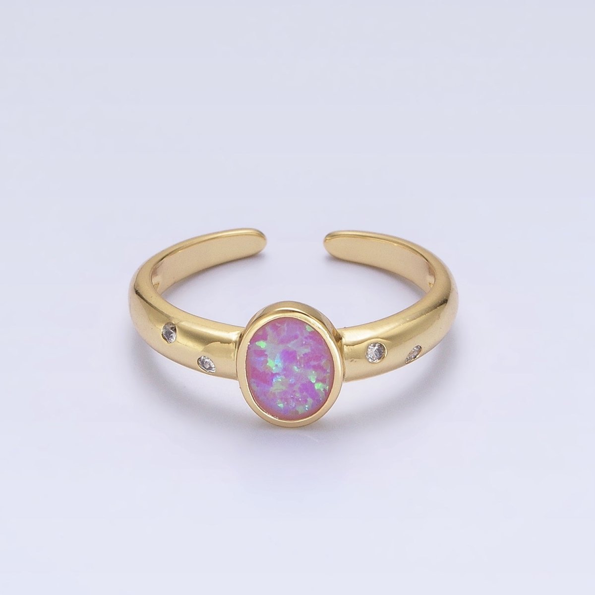 Dainty Gold Fill Fire Opal Ring Oval Ring Open Adjustable Ring O-1785~O-1788