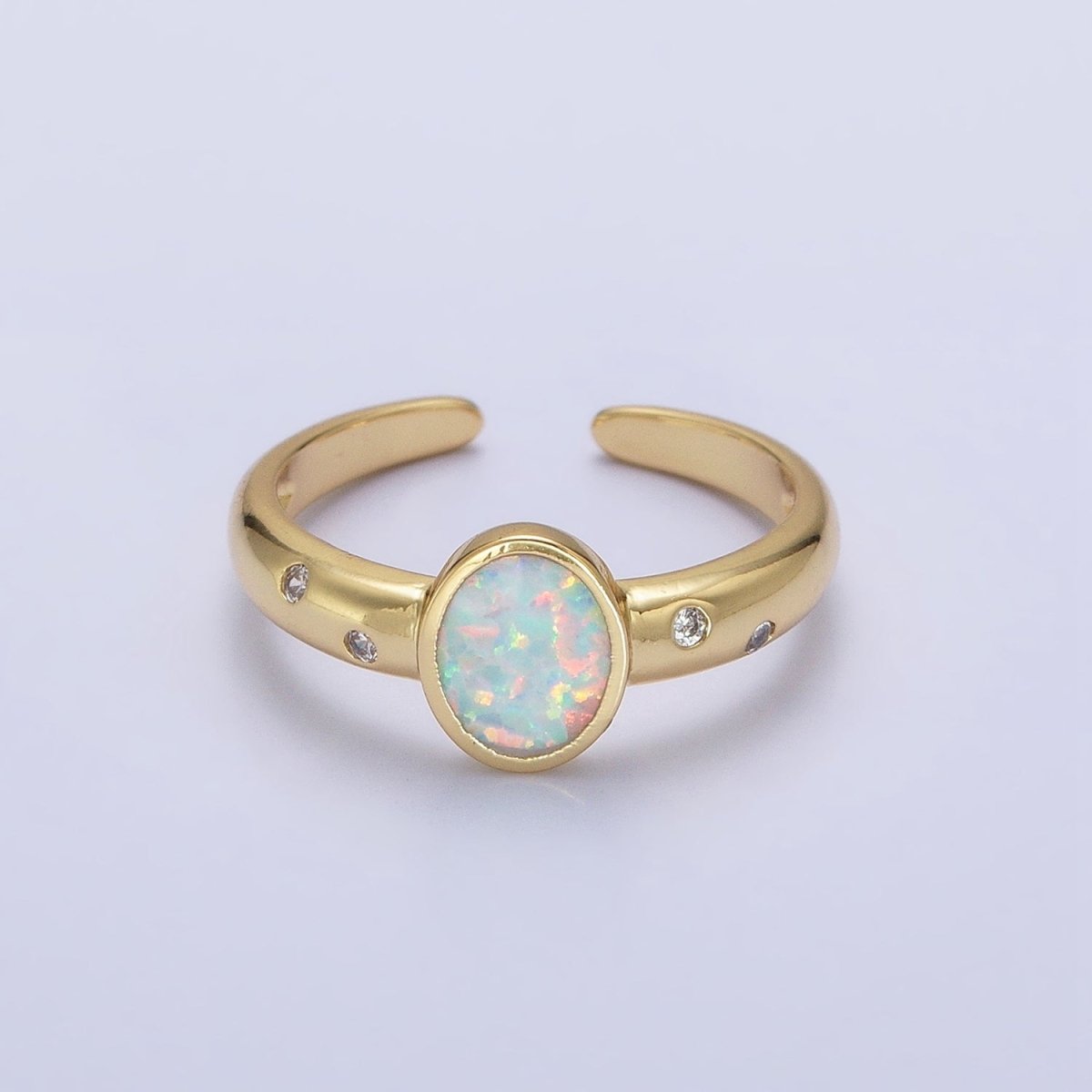 Dainty Gold Fill Fire Opal Ring Oval Ring Open Adjustable Ring O-1785~O-1788