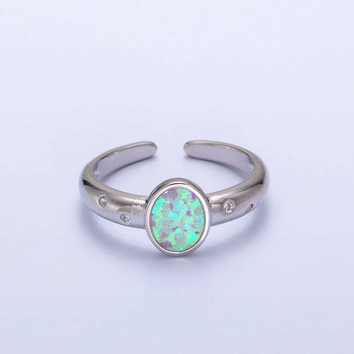 Dainty Gold Fill Fire Opal Ring Oval Ring Open Adjustable Ring O-1785~O-1788