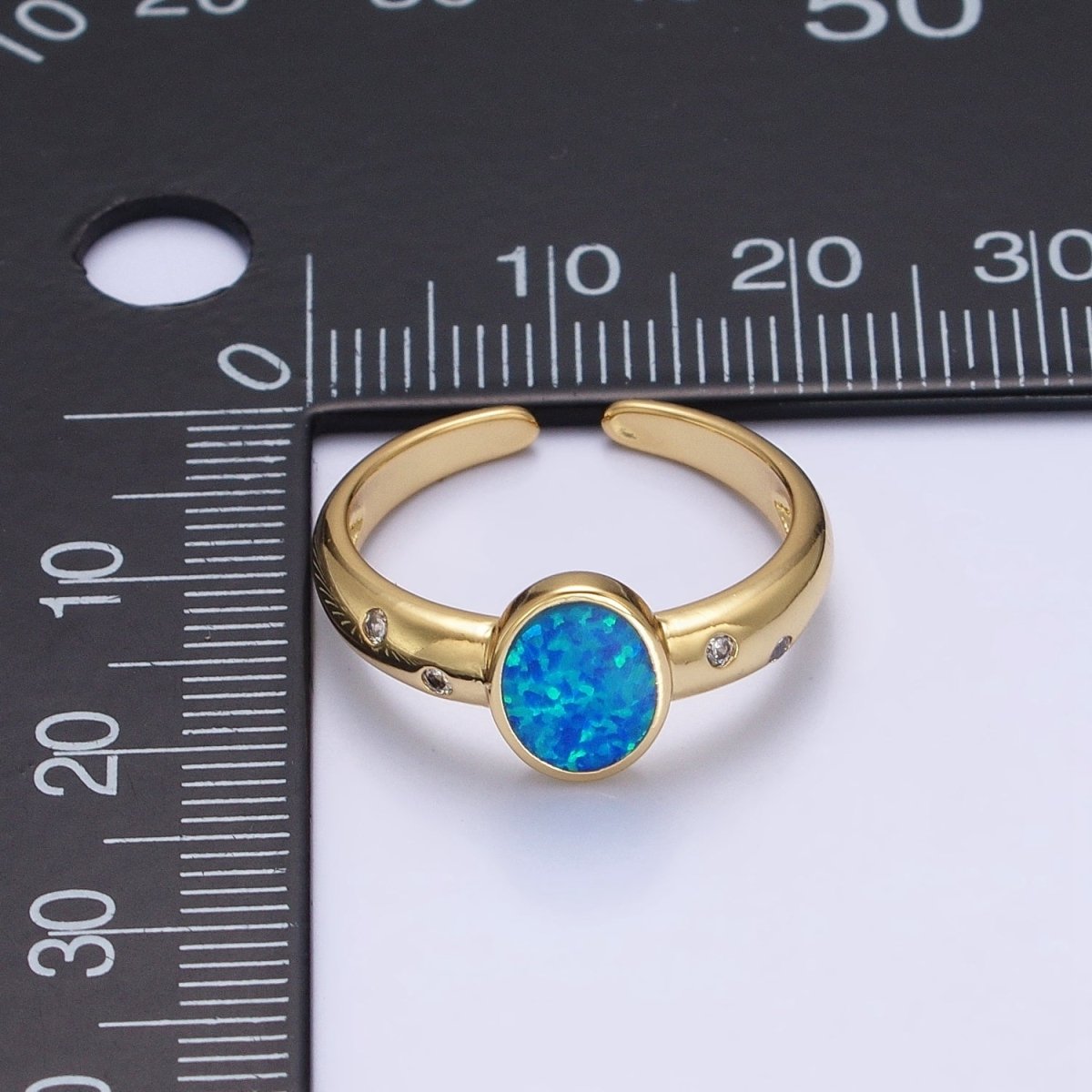 Dainty Gold Fill Fire Opal Ring Oval Ring Open Adjustable Ring O-1785~O-1788