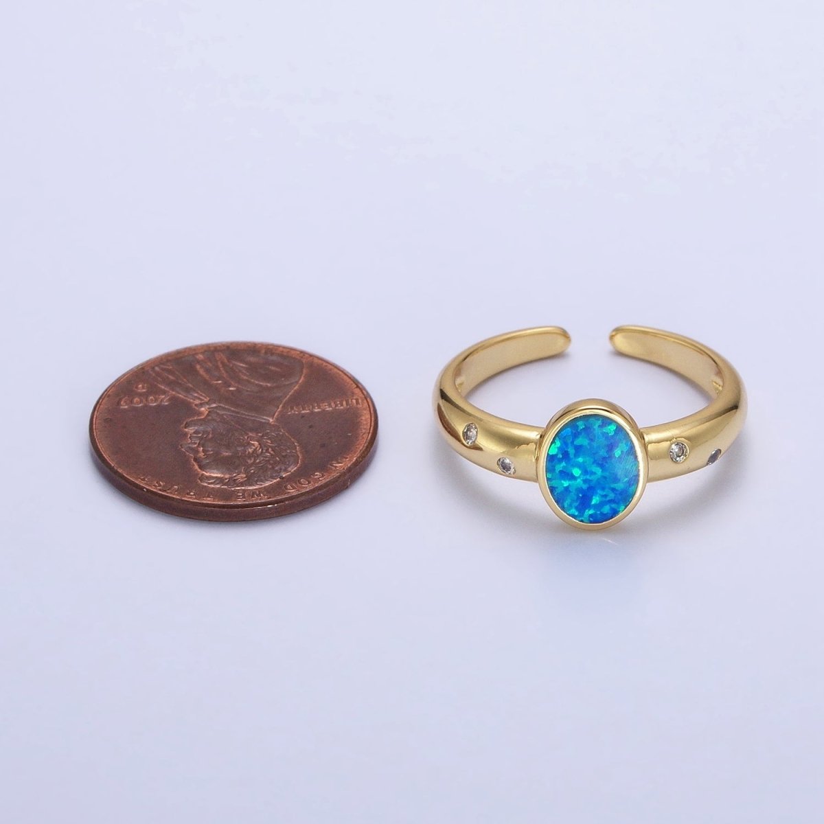 Dainty Gold Fill Fire Opal Ring Oval Ring Open Adjustable Ring O-1785~O-1788