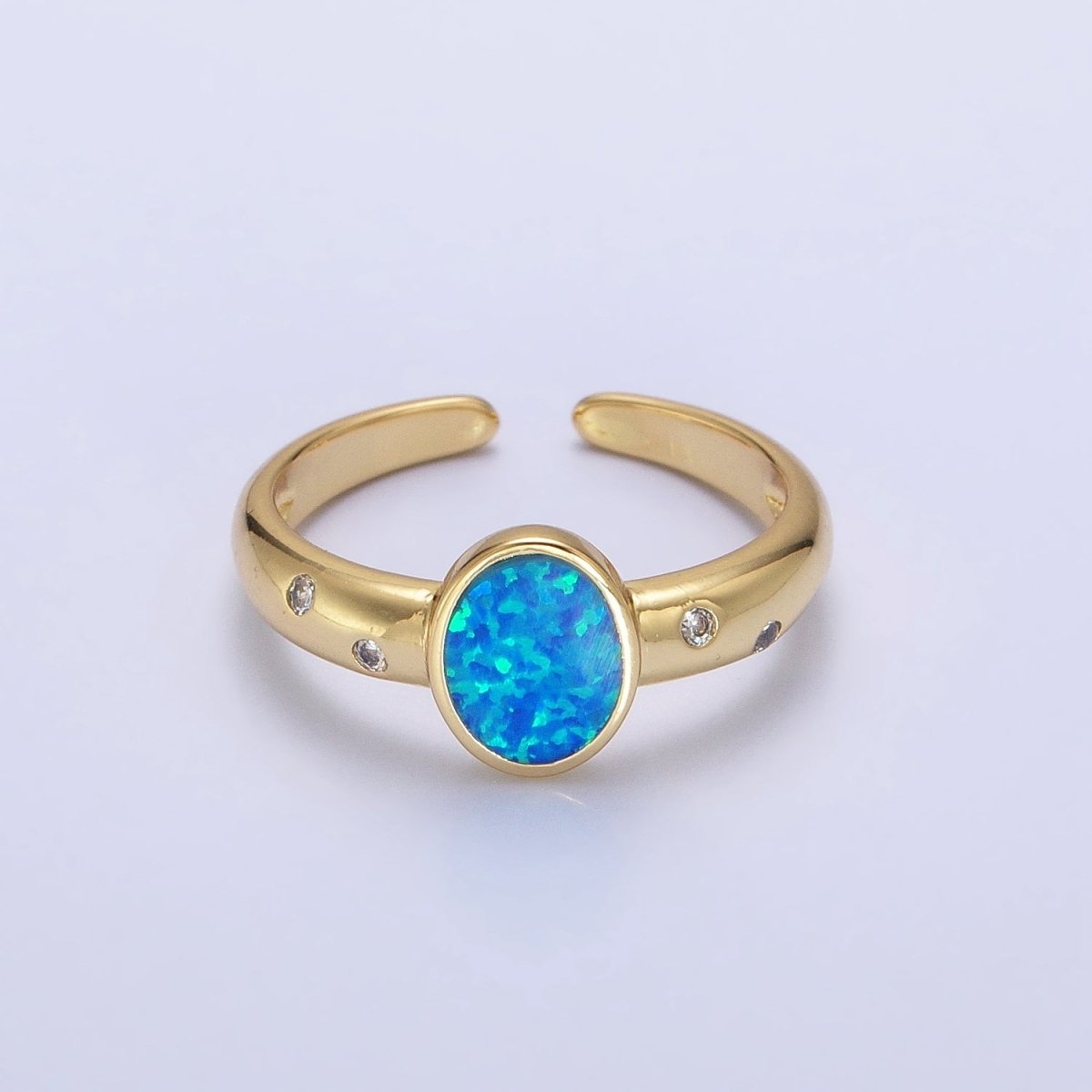 Dainty Gold Fill Fire Opal Ring Oval Ring Open Adjustable Ring O-1785~O-1788