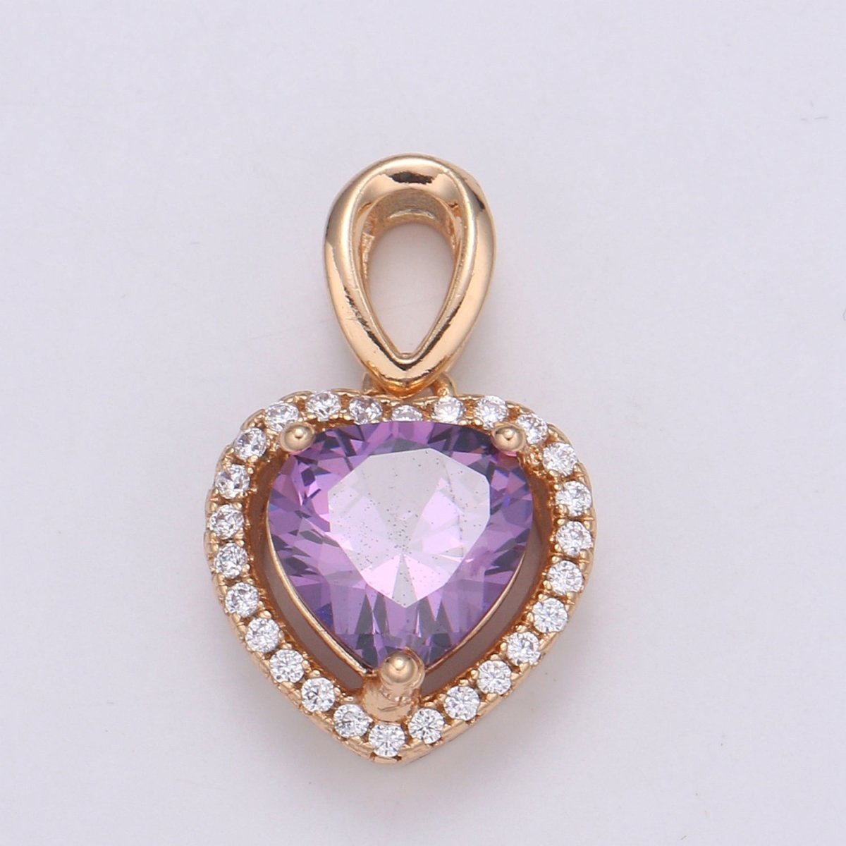 Dainty Gold Fill Heart Pendant Micro Pave Heart Charm for Necklace Pendant Layer Statement Necklace be my valentine Jewelry I-132