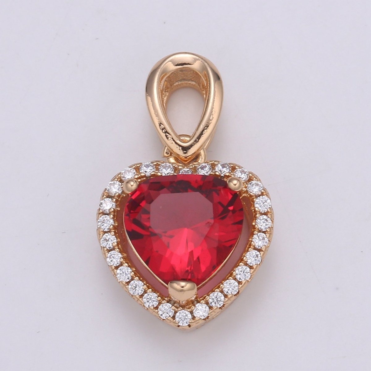 Dainty Gold Fill Heart Pendant Micro Pave Heart Charm for Necklace Pendant Layer Statement Necklace be my valentine Jewelry I-132