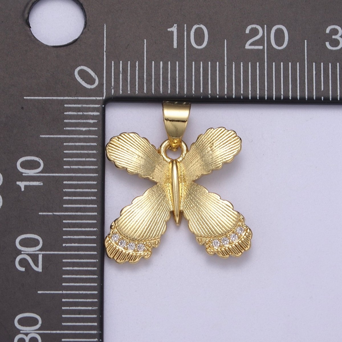 Dainty Gold Fill Monarch Pendant With Cz Animal Butterfly Charm H-155