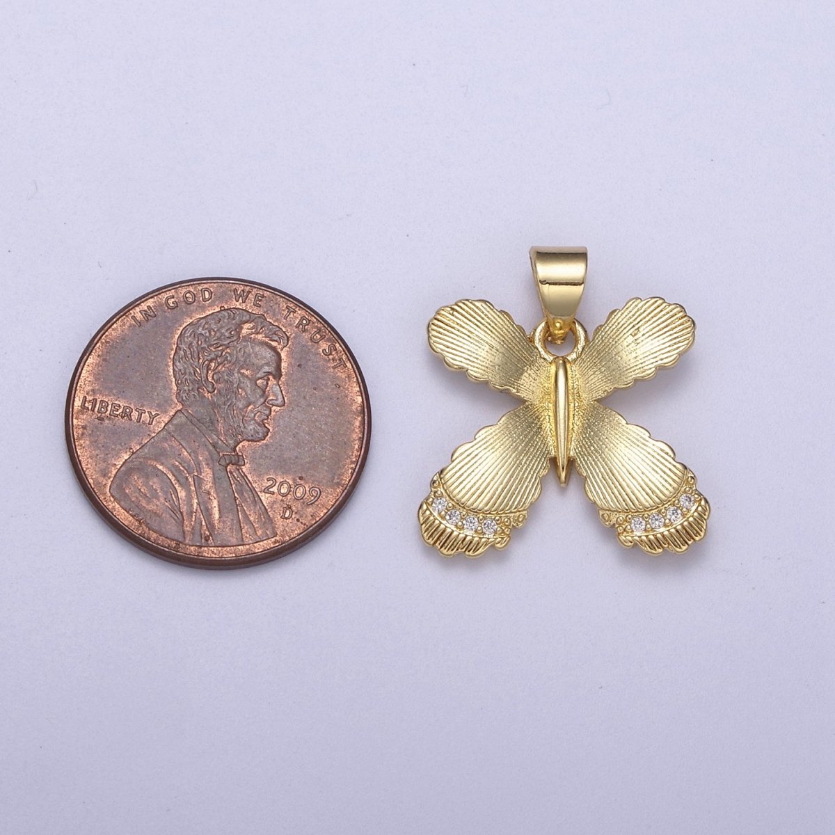 Dainty Gold Fill Monarch Pendant With Cz Animal Butterfly Charm H-155