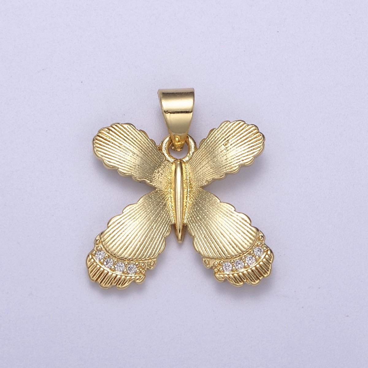 Dainty Gold Fill Monarch Pendant With Cz Animal Butterfly Charm H-155
