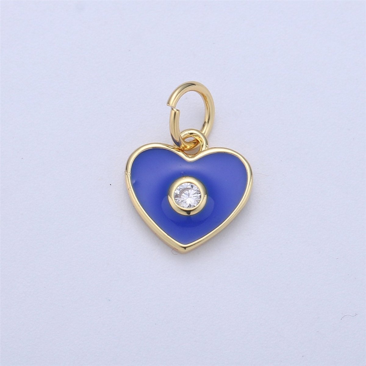 Dainty Gold Fill Purple Blue Teal White Enamel Heart Charm CZ Micro Pave Heart pendant for Necklace Bracelet Earring Charm Jewelry Supply C-613