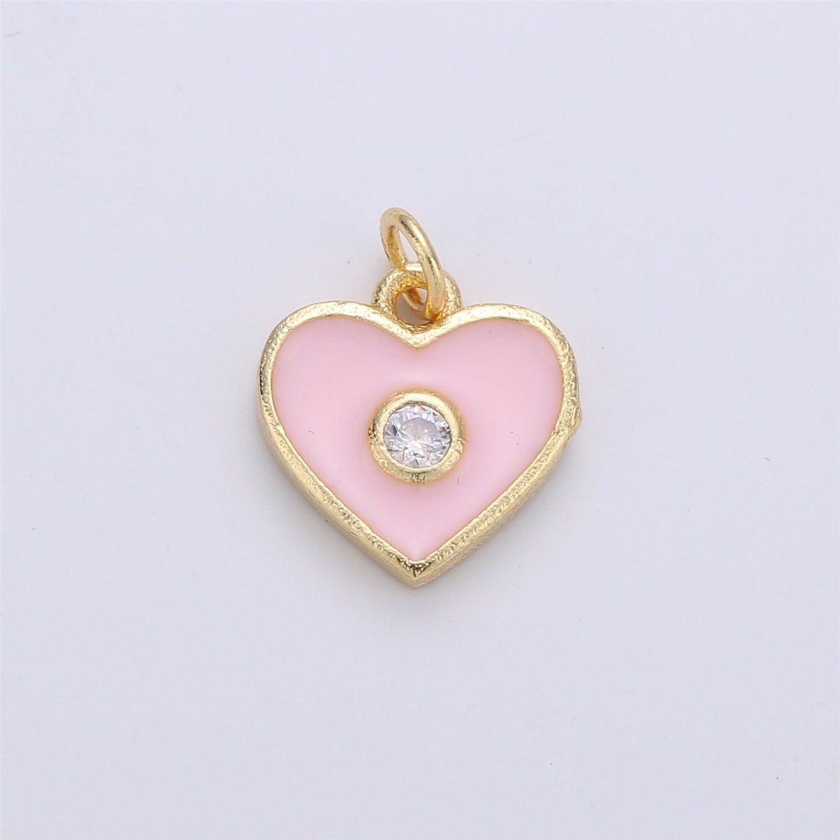 Dainty Gold Fill Purple Blue Teal White Enamel Heart Charm CZ Micro Pave Heart pendant for Necklace Bracelet Earring Charm Jewelry Supply C-613