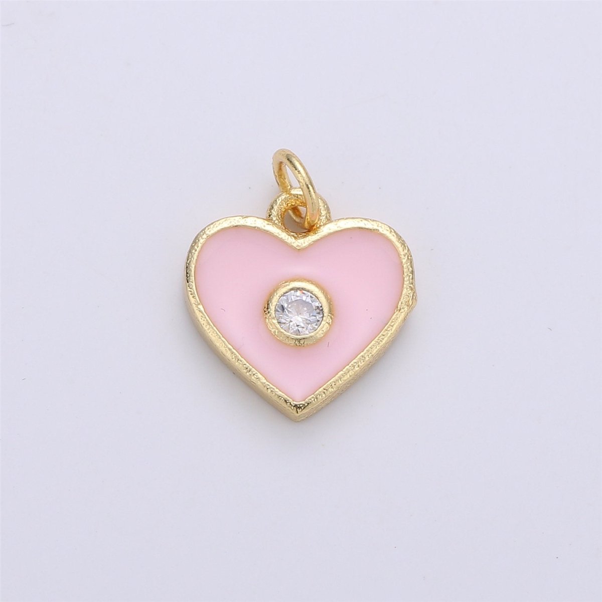 OS Dainty Gold Fill Red Enamel Heart Charm Pendant, CZ Micro Pave Heart pendant for Necklace Bracelet Earring Charm for Jewelry Making SupplyC-612