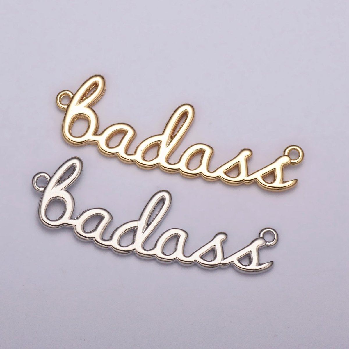 Dainty Gold Filled badass Charm for Necklace Bracelet, badass word Link Connector, Cursive Jewelry Silver Personalized Script Necklace, Swear Word Pendant Trend Jewelry Y-399 - Y-400