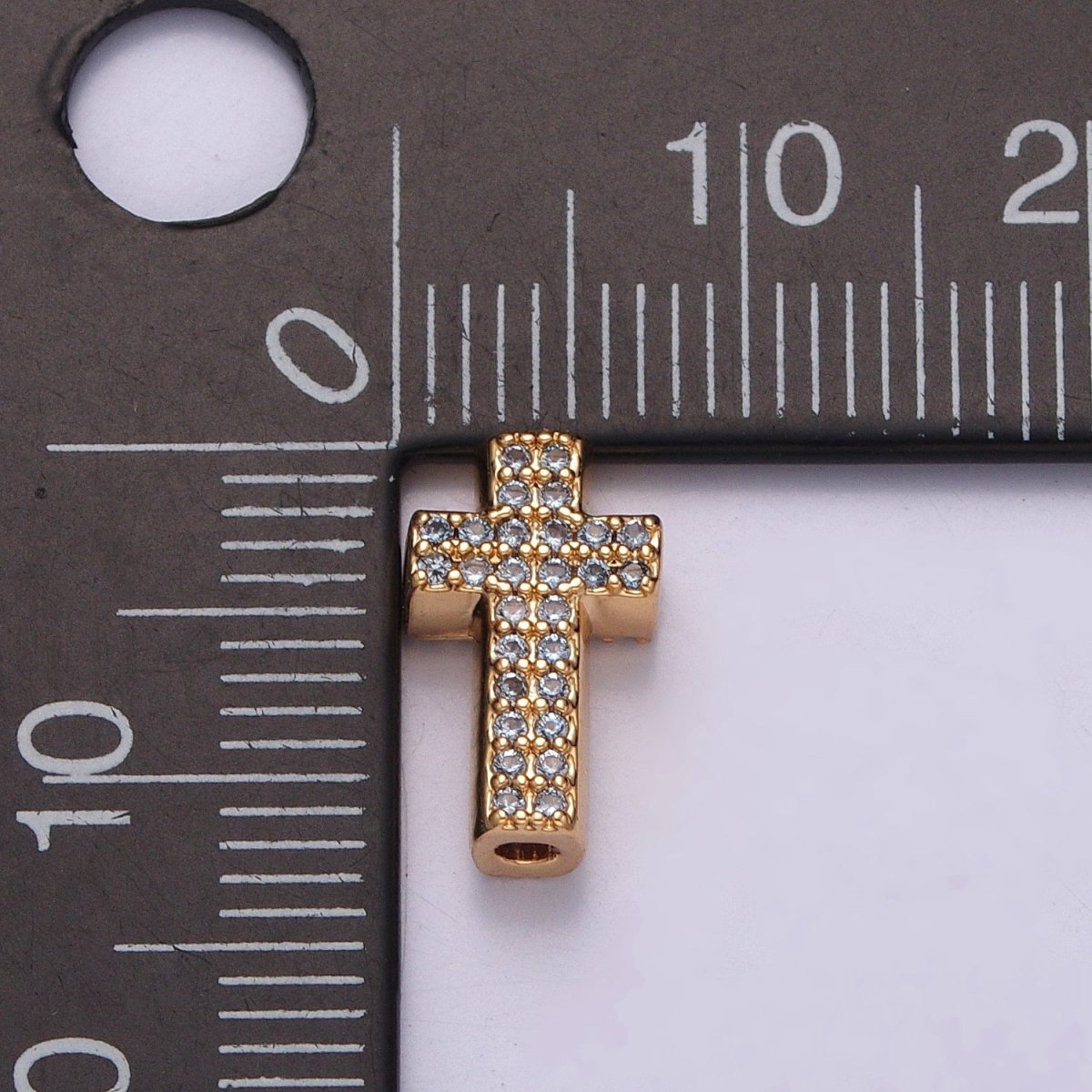 Dainty Gold Filled Cross Bead Spacer Micro Pave CZ Bead for Bracelet Component W-902~W-907