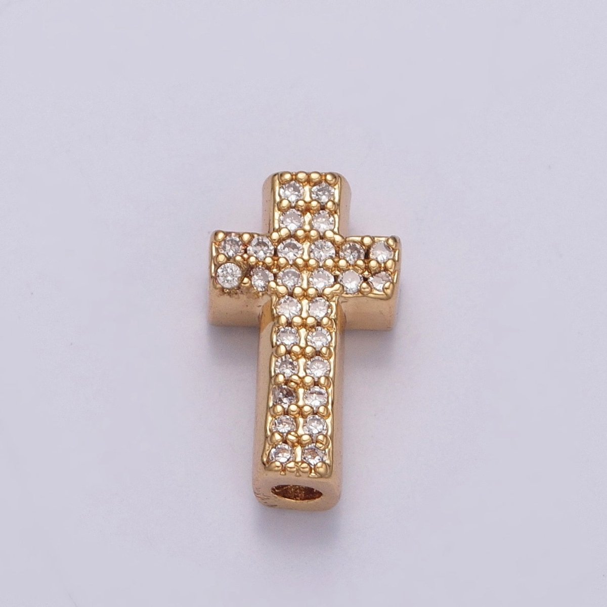 Dainty Gold Filled Cross Bead Spacer Micro Pave CZ Bead for Bracelet Component W-902~W-907