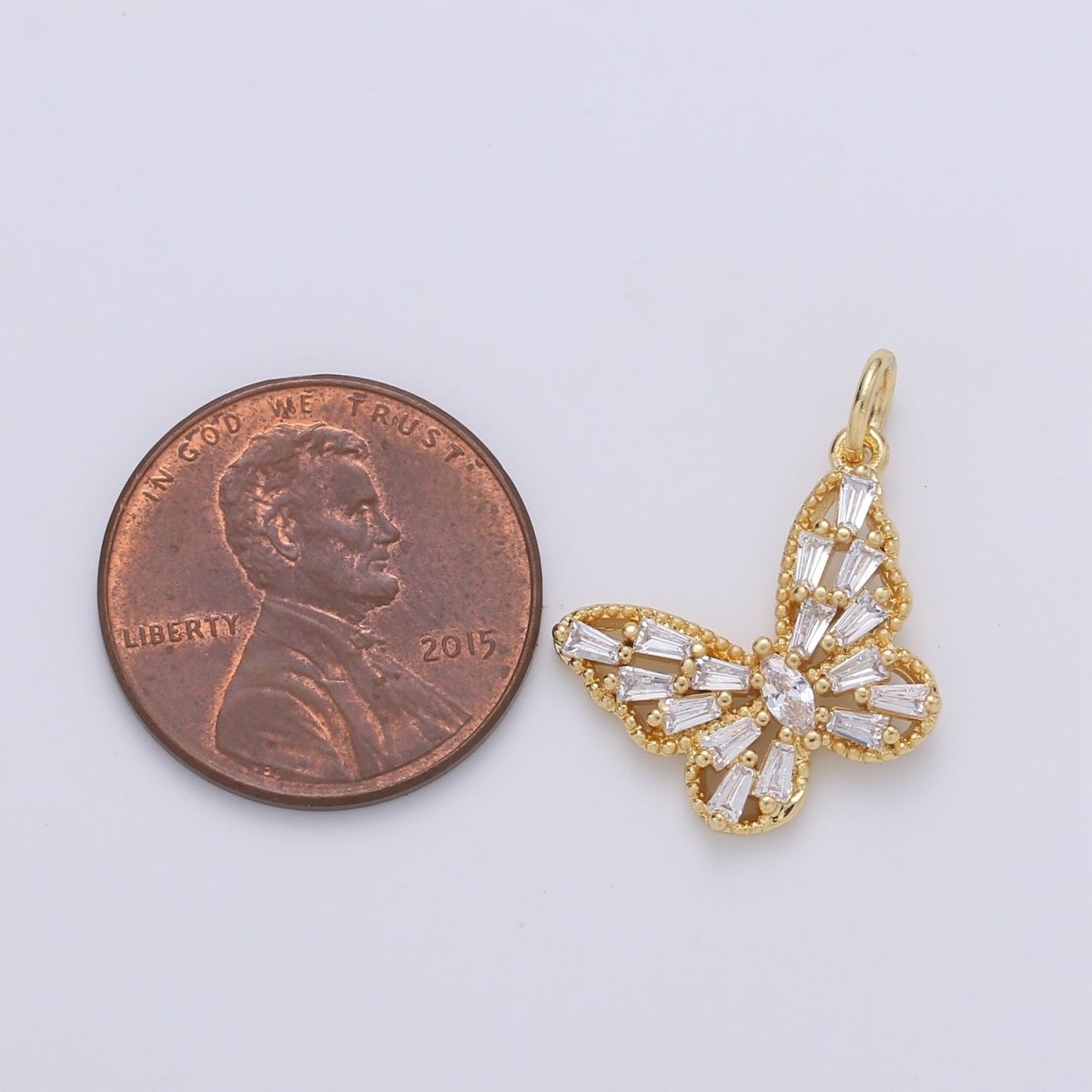 Dainty Gold Filled Crystal Butterfly Charm D-879 D-889