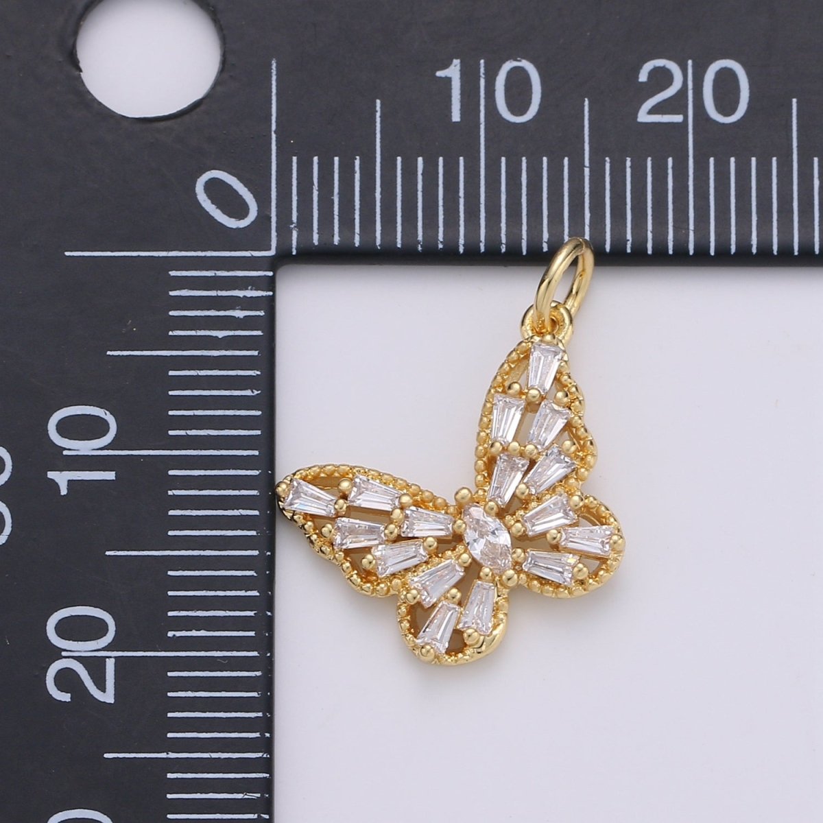 Dainty Gold Filled Crystal Butterfly Charm D-879 D-889