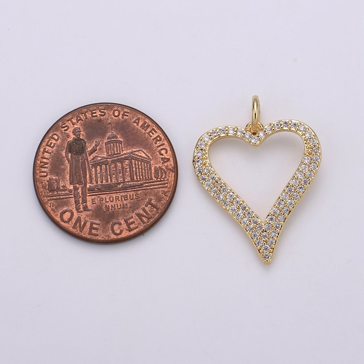 Dainty Gold Filled Crystal Heart Char D-789 - DLUXCA
