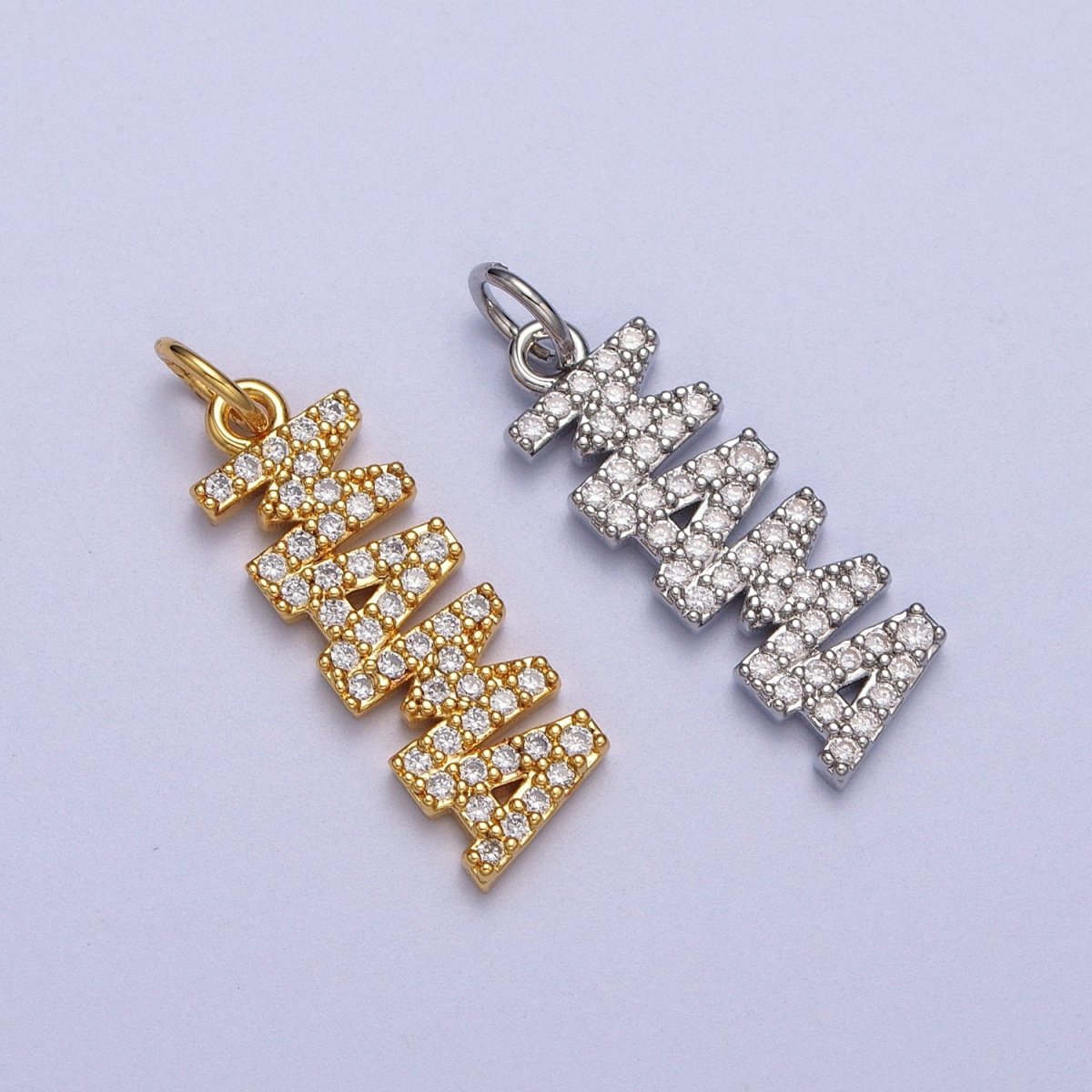 Dainty Gold Filled Cubic Mama Charm Micro Pave Mother Pendant for Bracelet Necklace Earring Supply AC547 AC548