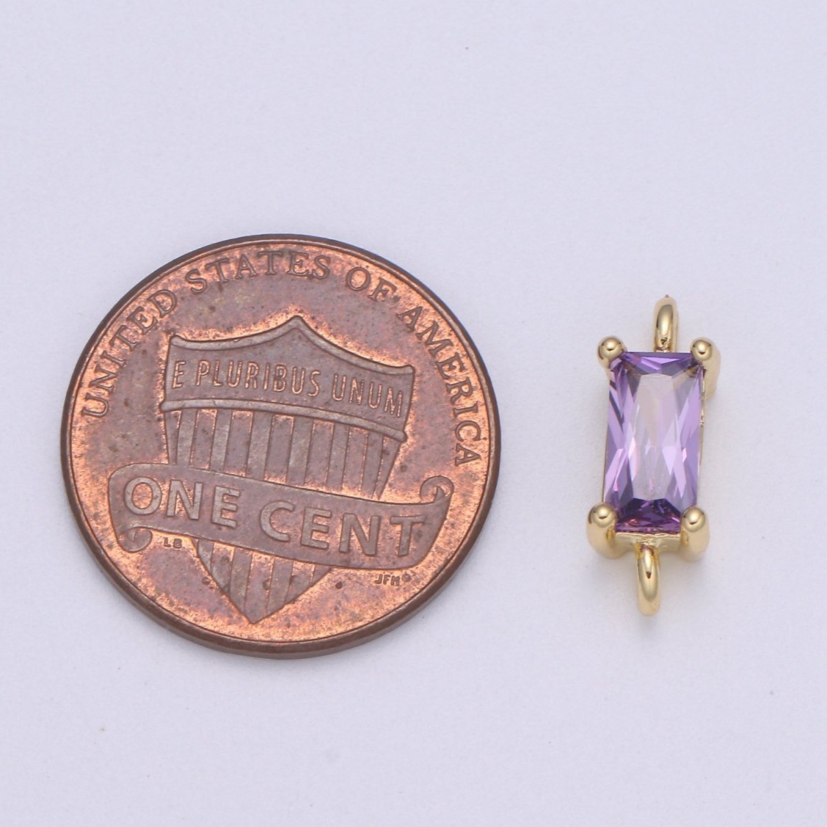 Dainty Gold Filled Cubic Zirconia Emerald Cut Link Connectors  F-594 F-595 F-596 F-597 F-598 F-599