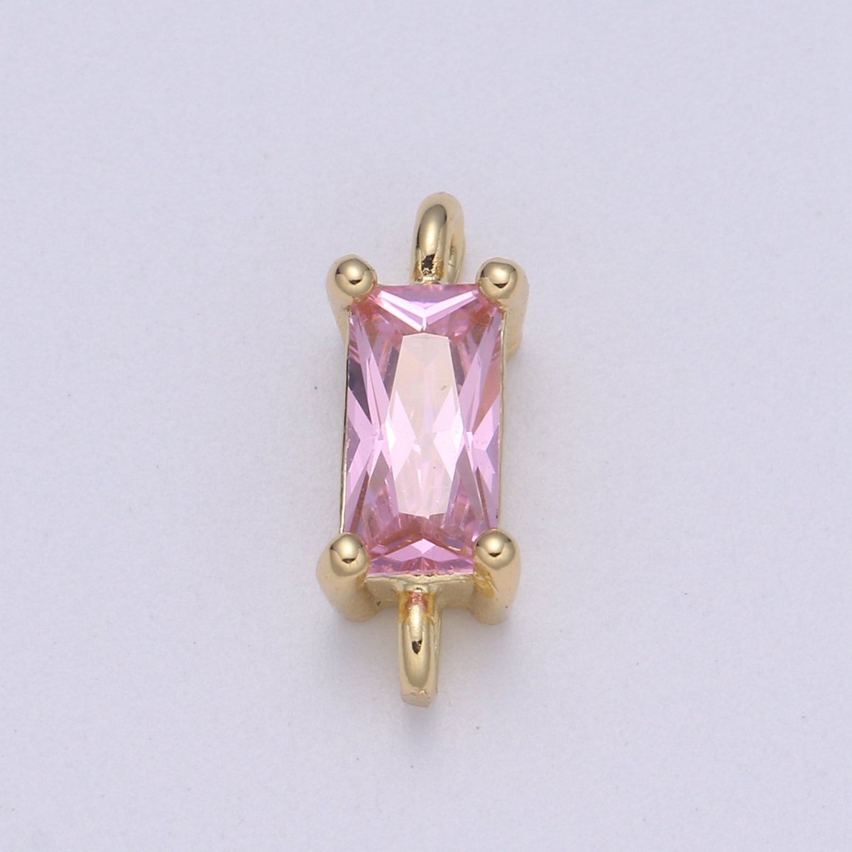 Dainty Gold Filled Cubic Zirconia Emerald Cut Link Connectors  F-594 F-595 F-596 F-597 F-598 F-599