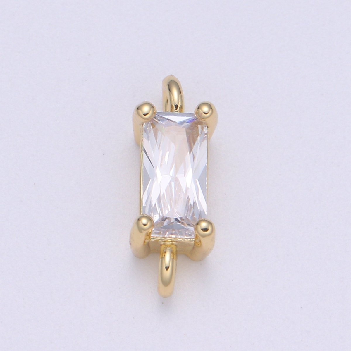 Dainty Gold Filled Cubic Zirconia Emerald Cut Link Connectors  F-594 F-595 F-596 F-597 F-598 F-599