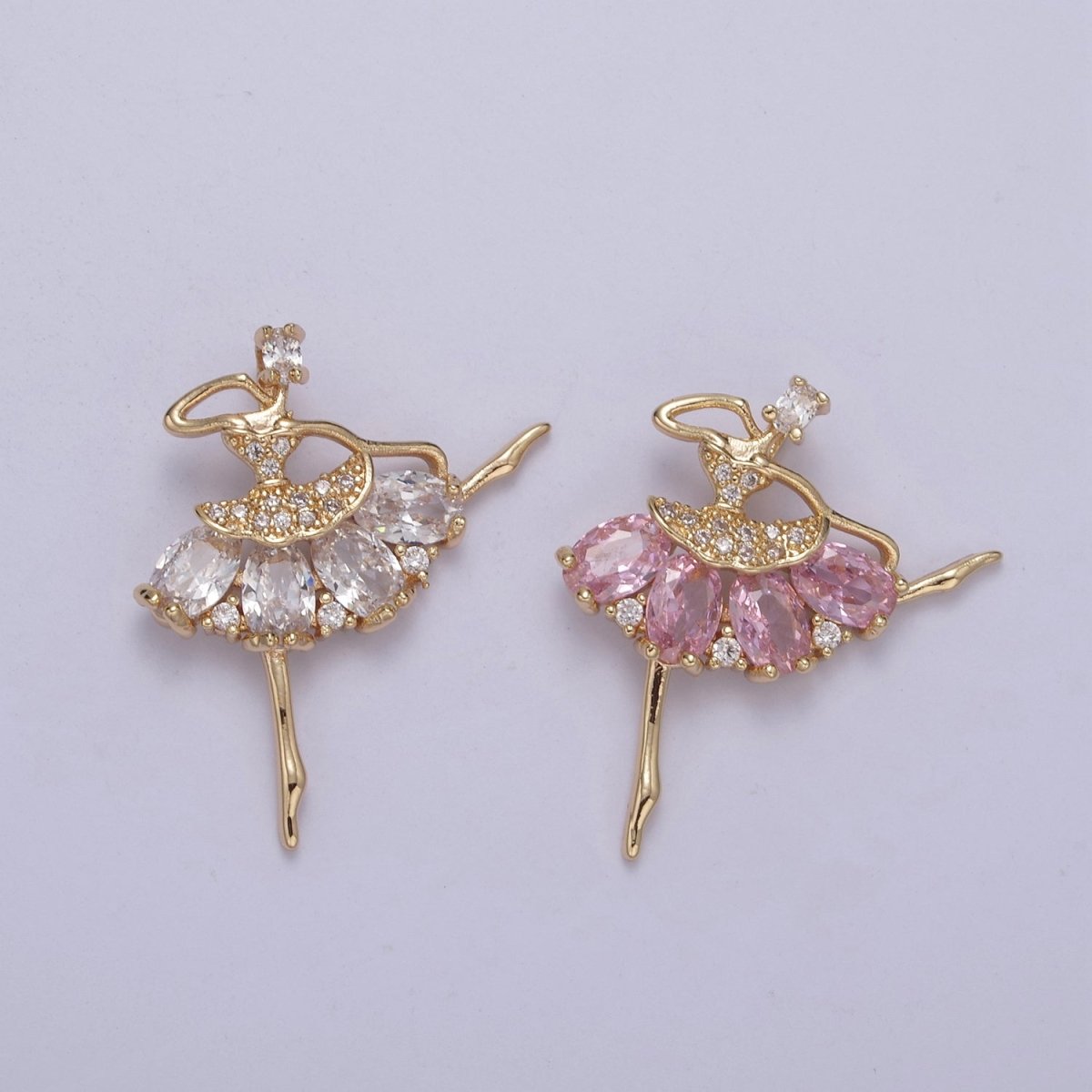Dainty Gold Filled CZ Ballet Dancer Charm Ballerina Gift Idea for Necklace Earring Bracelet Supply H-414 H-417