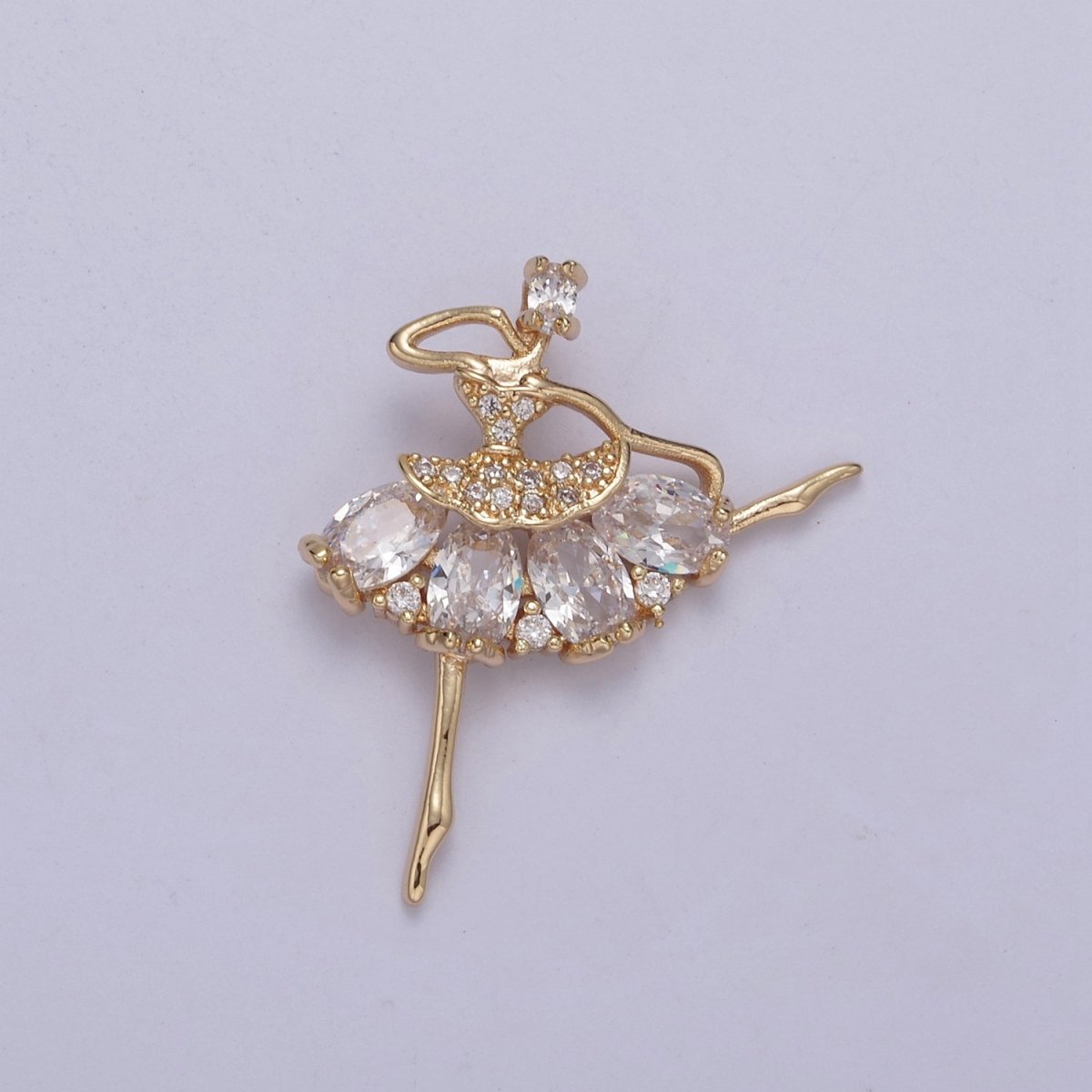 Dainty Gold Filled CZ Ballet Dancer Charm Ballerina Gift Idea for Necklace Earring Bracelet Supply H-414 H-417